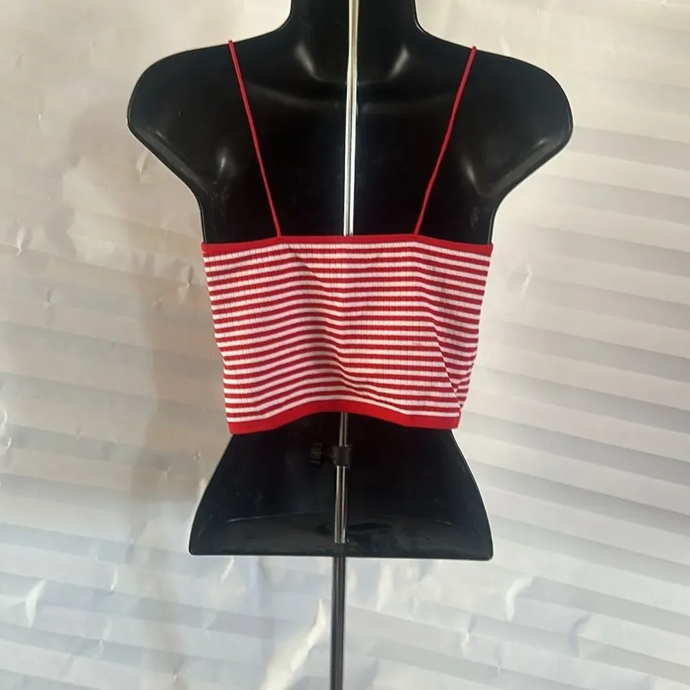 Red/white Stripe Women's/Juniors Tank Top Spaghetti Strap Size M/L